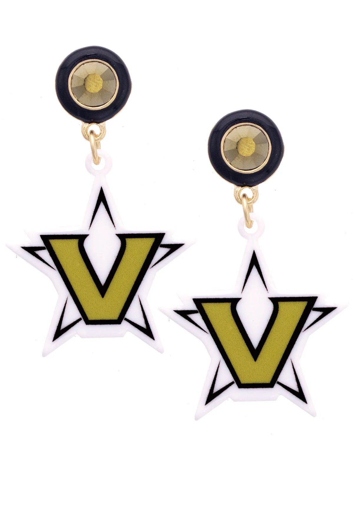 Vanderbilt Commodores Resin Mascot Earrings in Black/Gold
