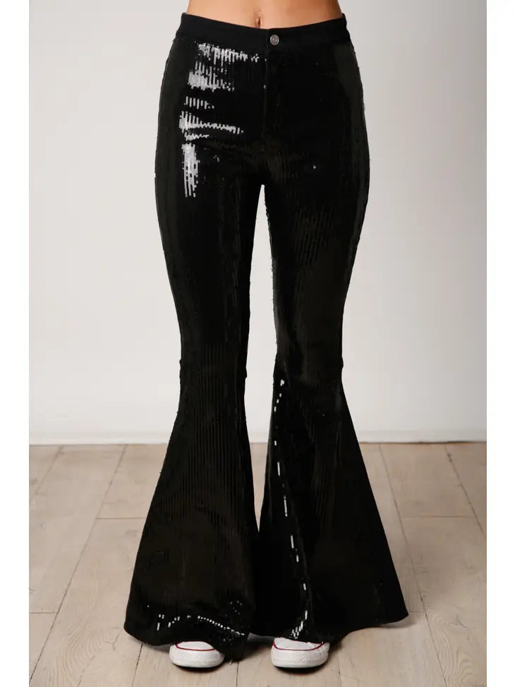 Black Flare Sequin Pant