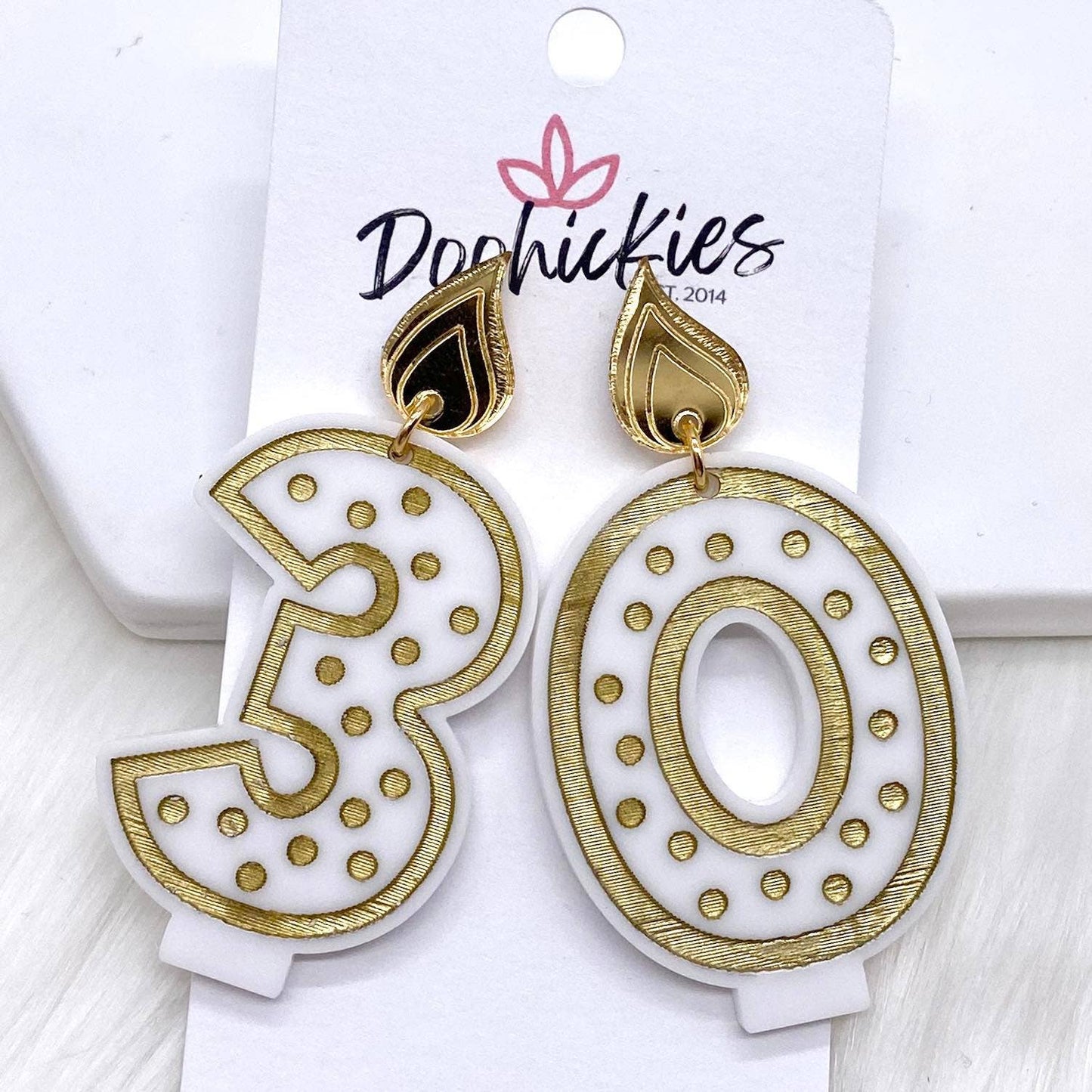 Doohickies - 2" Traditional Candle Acrylics -Birthday Earrings: Pink / 13