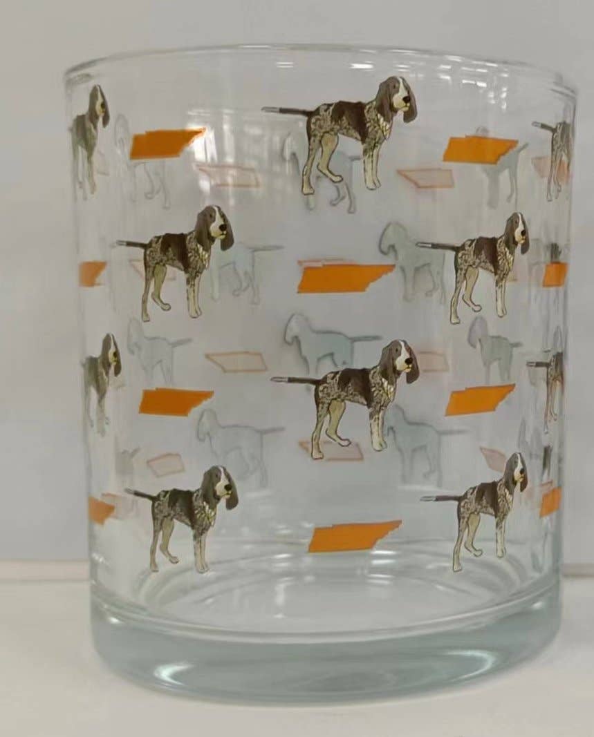 Barrel Down South - Bluetick Coonhound Dog Tennessee Pattern Rocks Glass