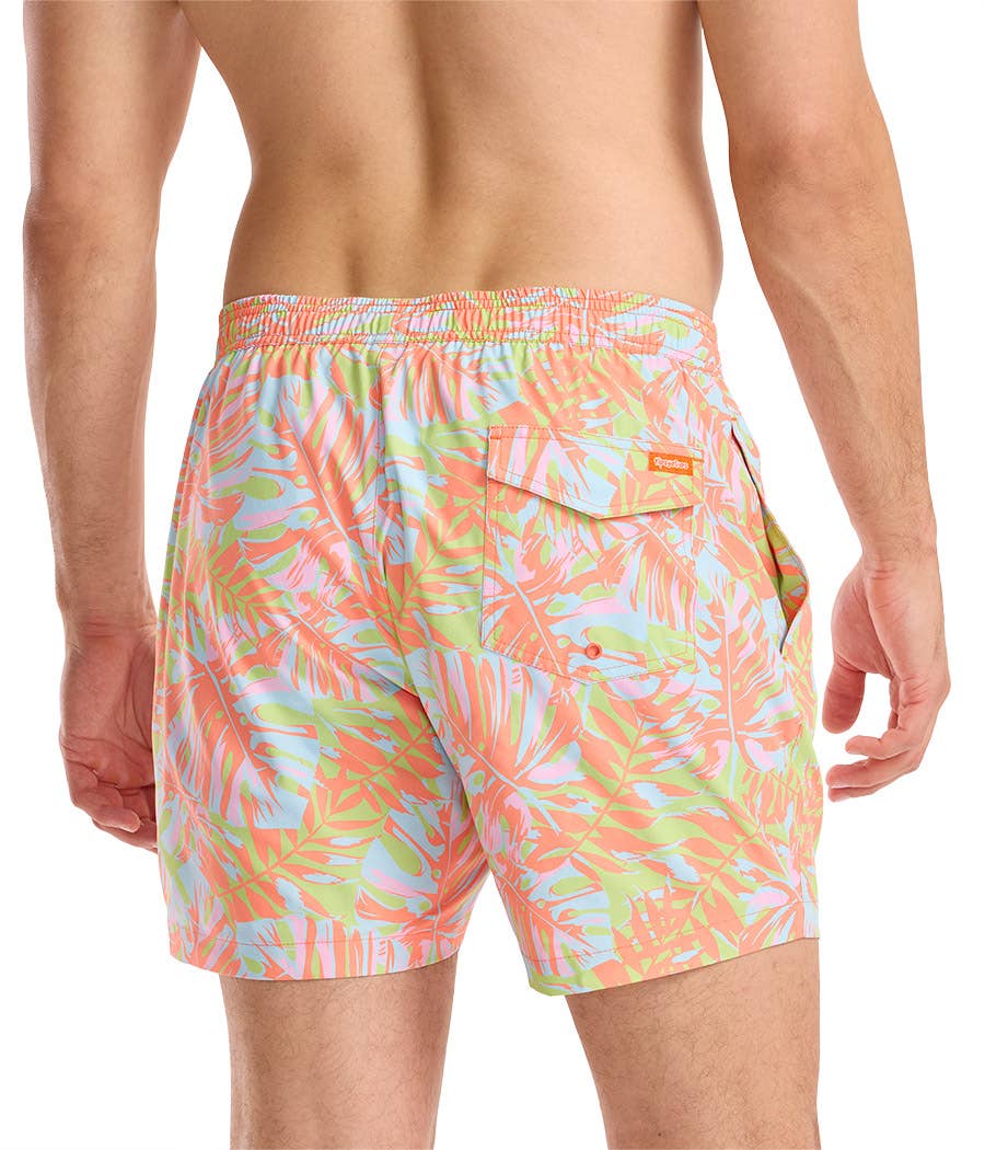 Tipsy Elves - Leaf Luster Stretch Swim Trunks - Men's Palm Leaf Swim Suit: S