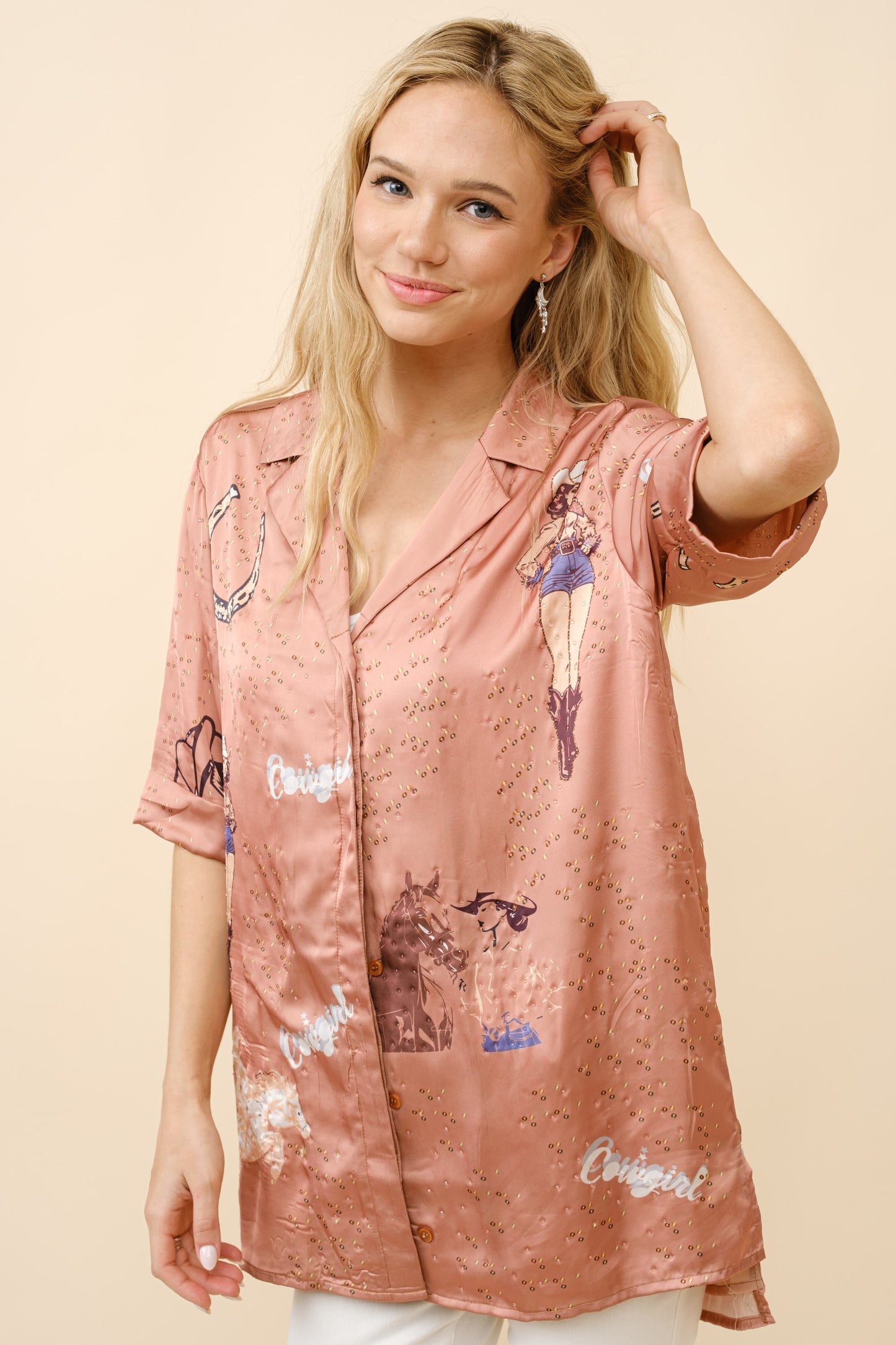 Western Sequin Embellished Cowgirl Blouse