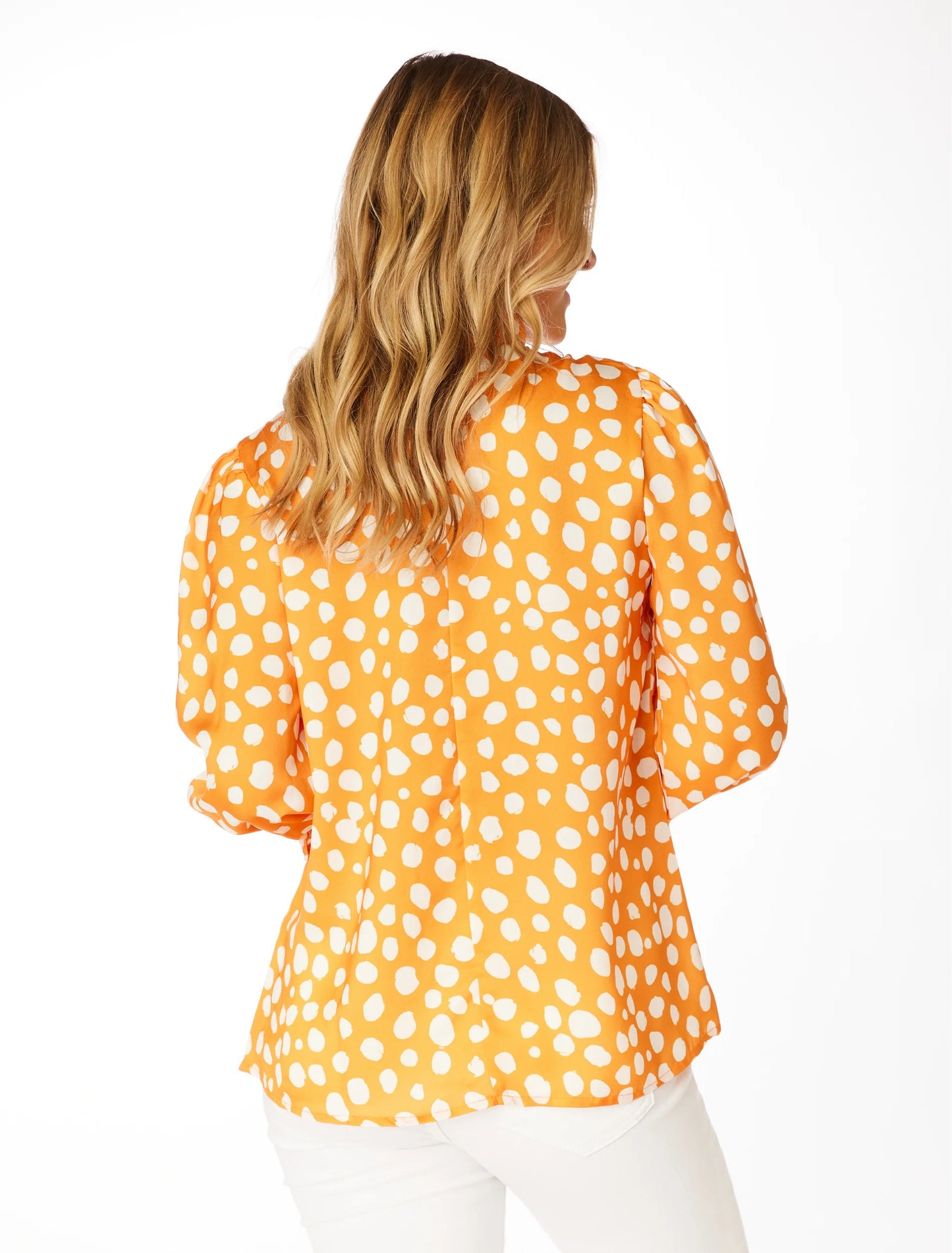 The Orange + White 3/4 Sleeve Blouse