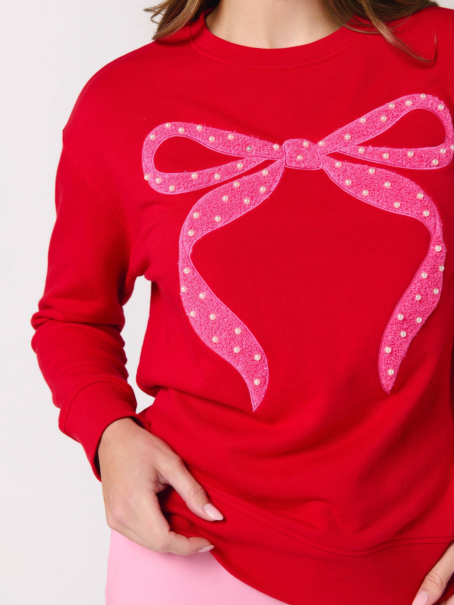 Shiraleah - PEARL BOW CLASSIC SWEATSHIRT: MEDIUM