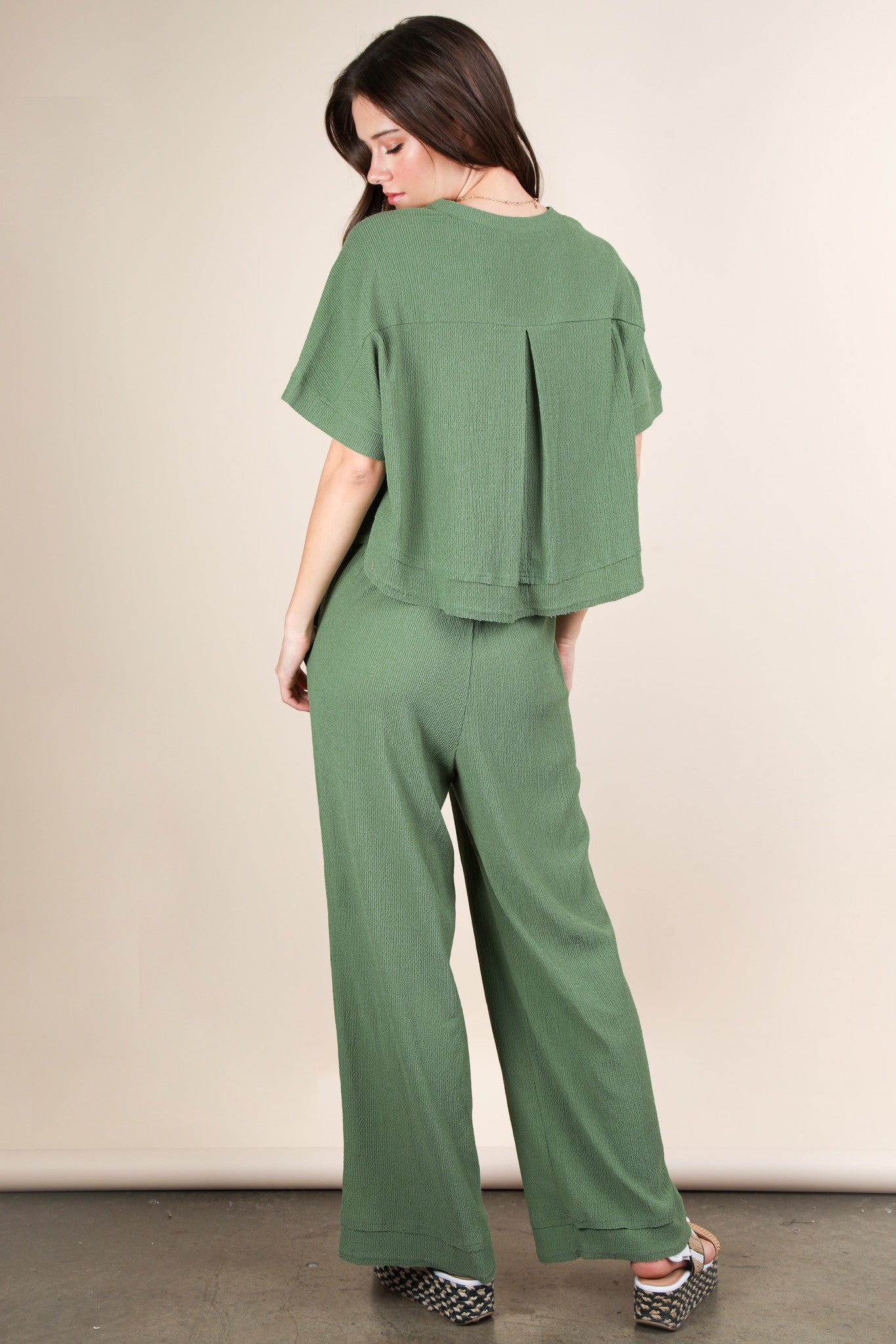 Textured Knit Comfy Casual Top & Pants Set