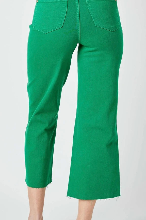 Judy Blue Kelly Green Crop Wide Leg