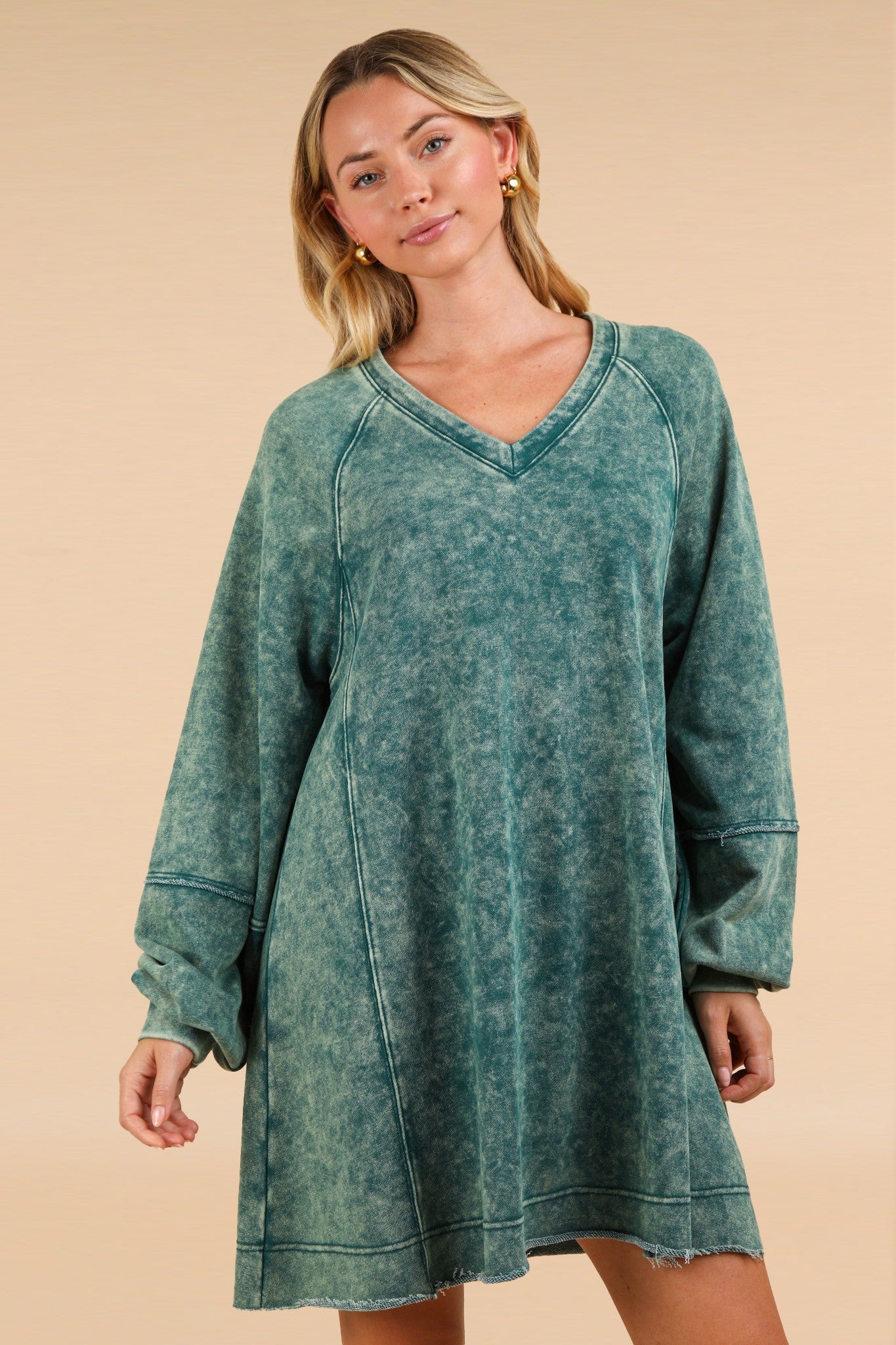 Mineral Washed Oversized A-Line Mini Dress