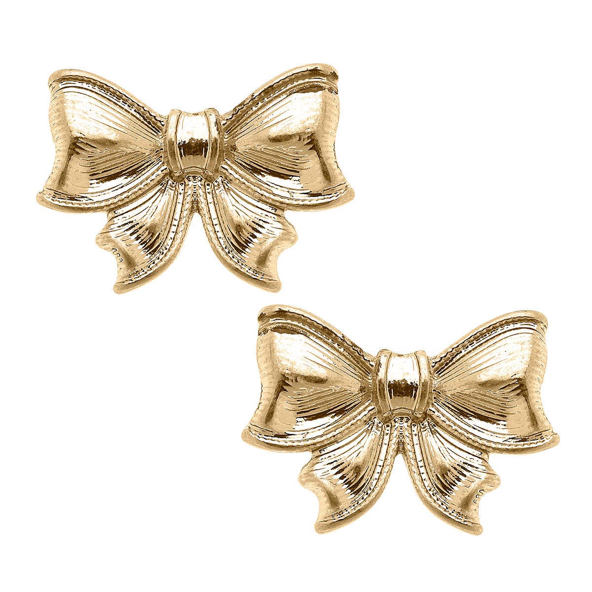 Canvas Style - Waverly Bow Stud Earrings in Worn Gold