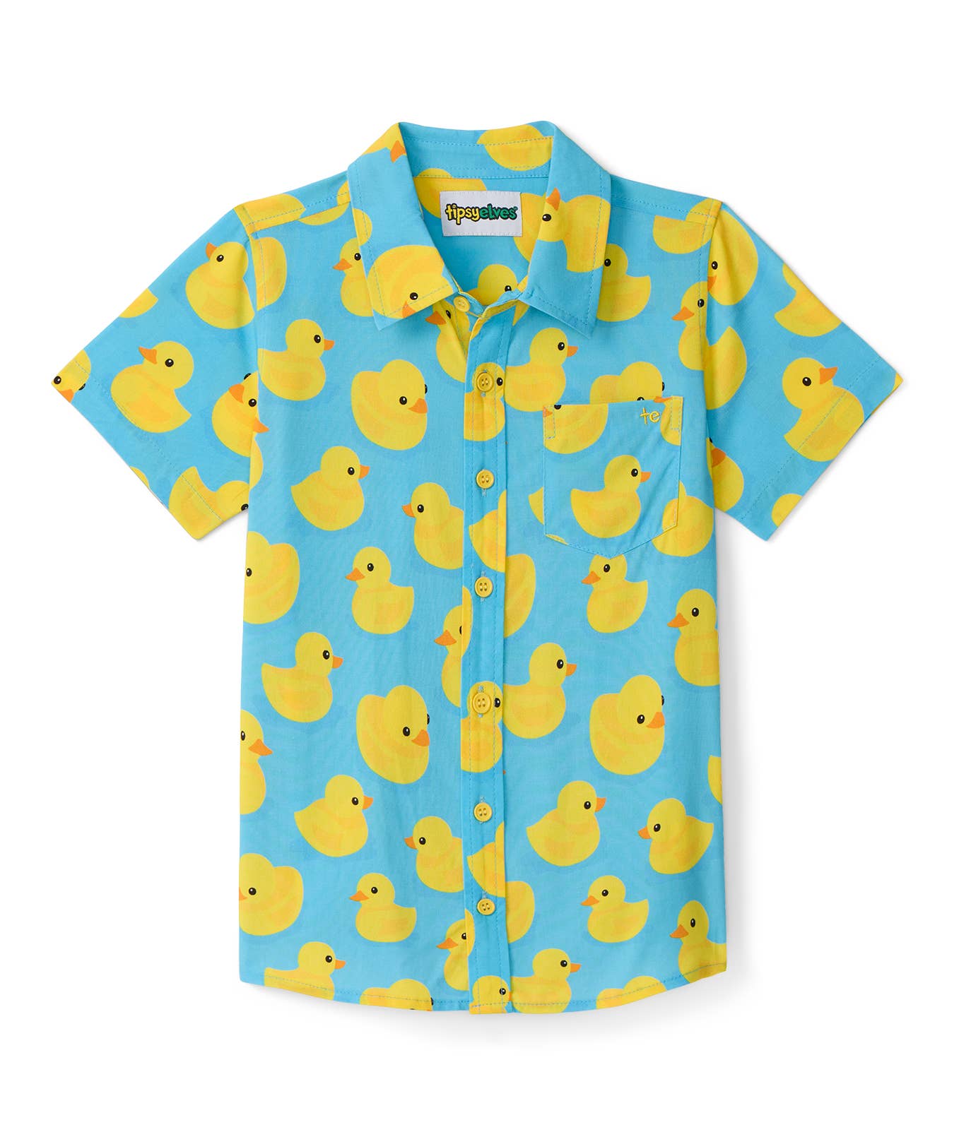 Tipsy Elves - Kid's Rubber Ducky Hawaiian Shirt - Youth Button Down: L (10)