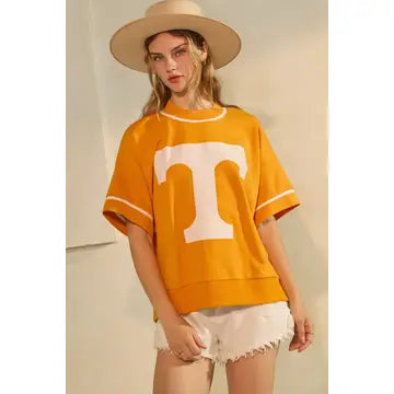 White TN oversized game day short-sleeve sweatshirt curvy