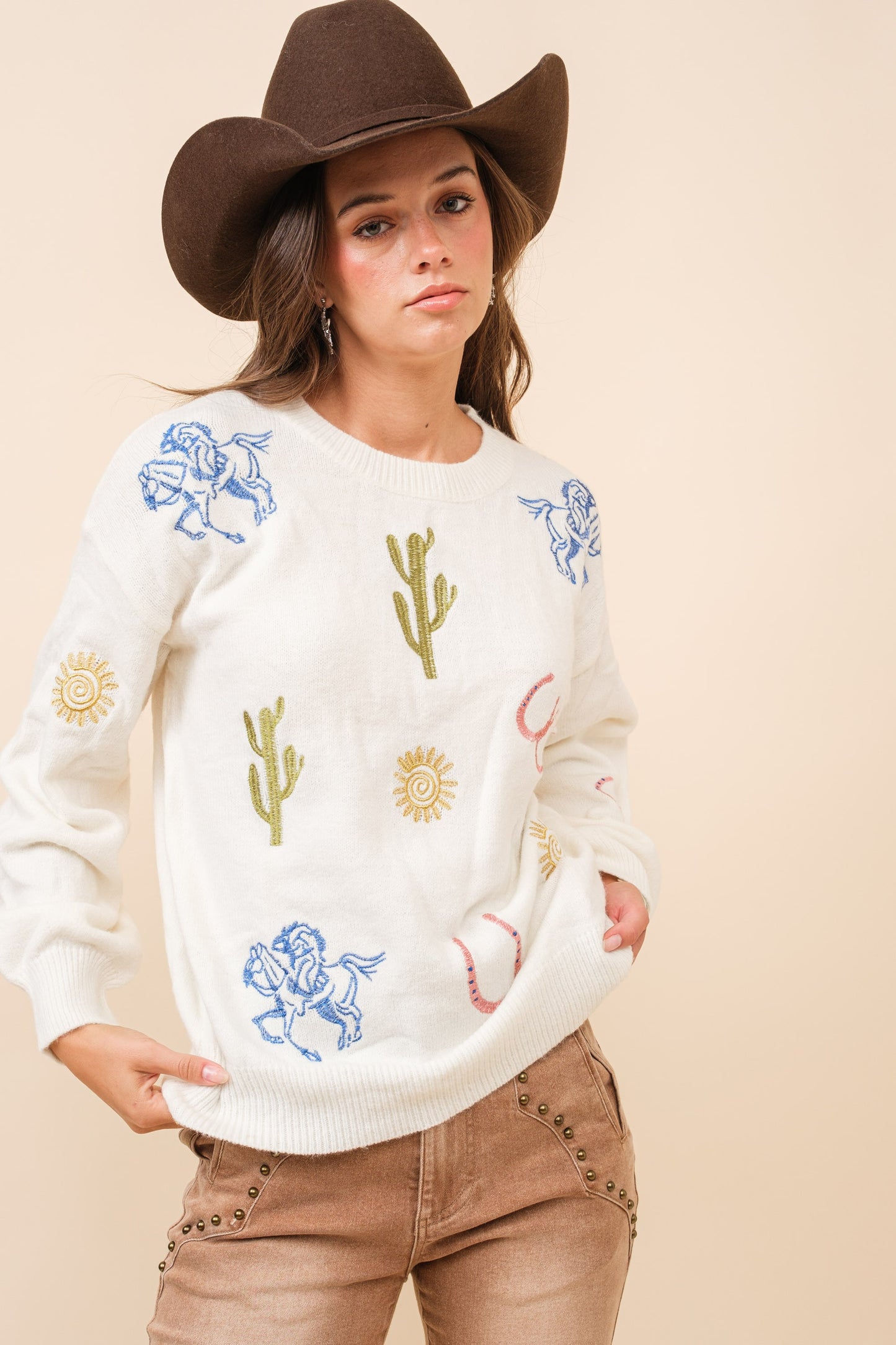 Western Embroidered Sweater