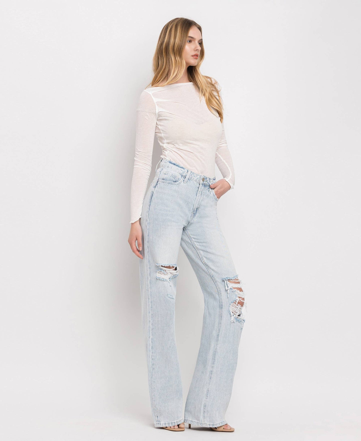 VERVET by FLYING MONKEY - 90'S VINTAGE SUPER HIGH RISE FLARE JEANS
