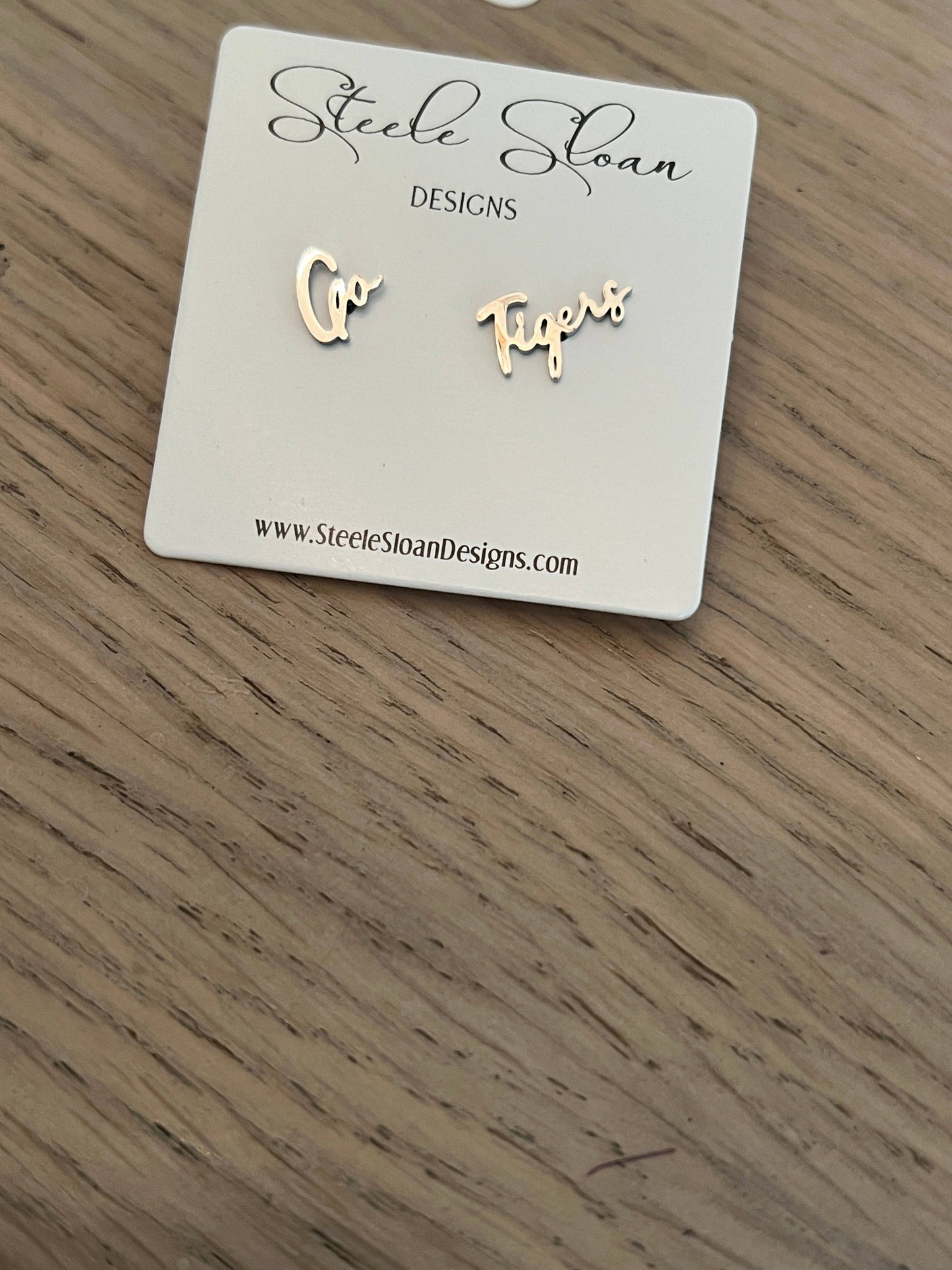 Go Tiger Cute Game Day Stud Earrings -Yellow Gold