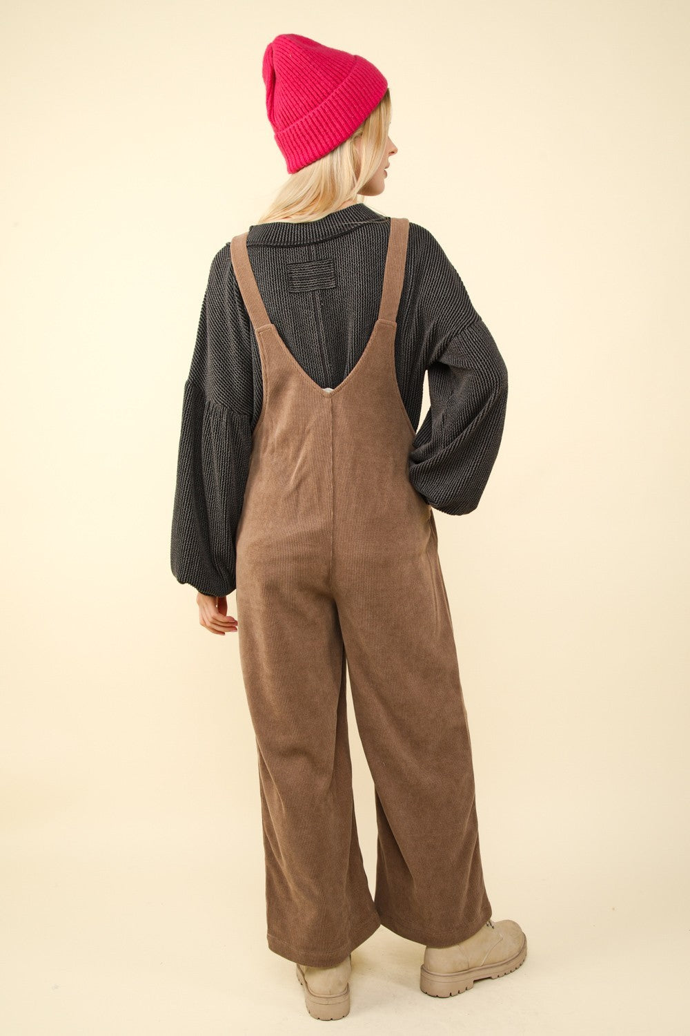 Soft Corduroy Straight Leg Overall Jumpsuit