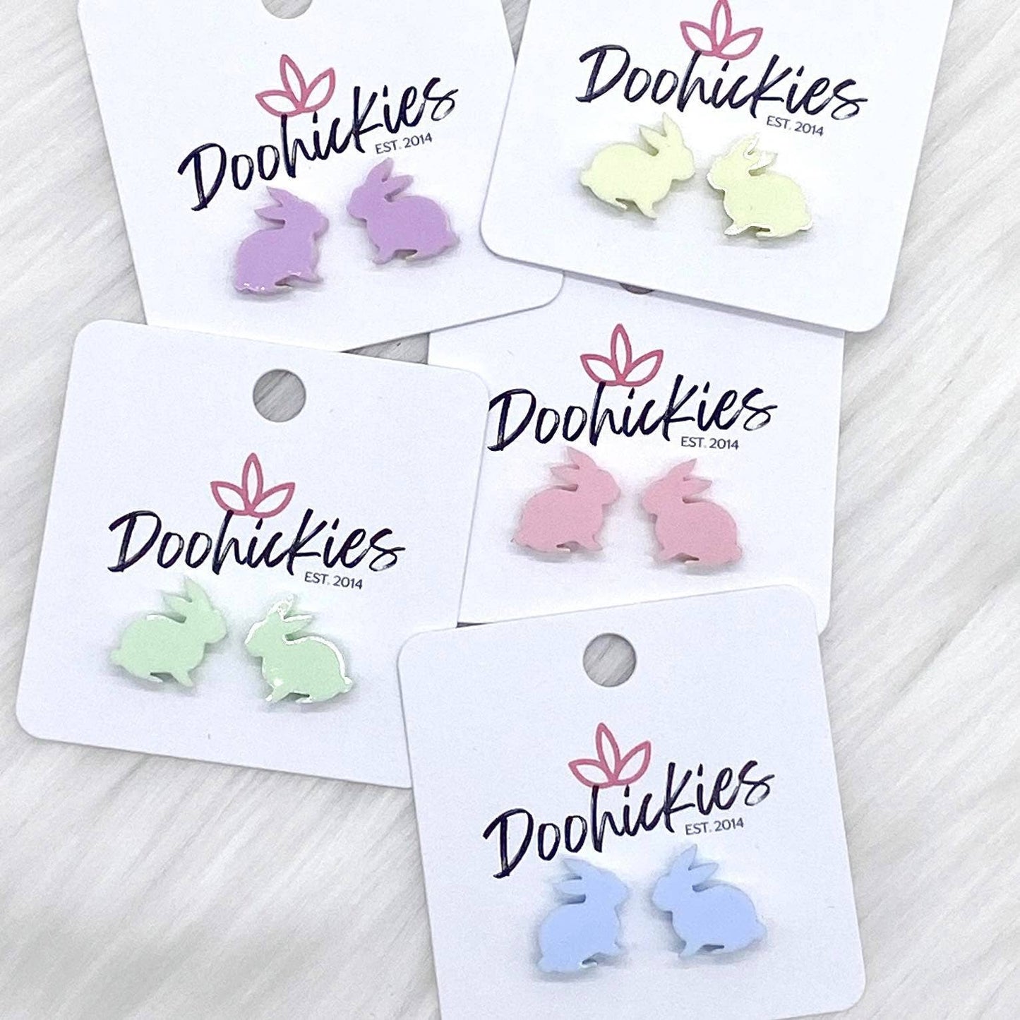 Doohickies - 15mm Pastel Bunny Rabbits Earrings: Blue
