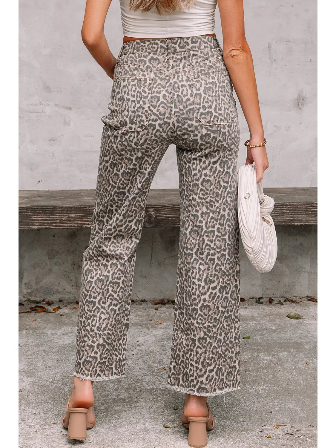 Brown Western Leopard Love Edge Wide Leg High Waist Jeans