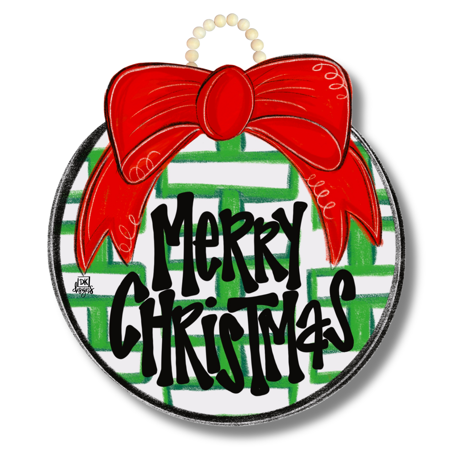 Red Bow Merry Christmas Door Hanger