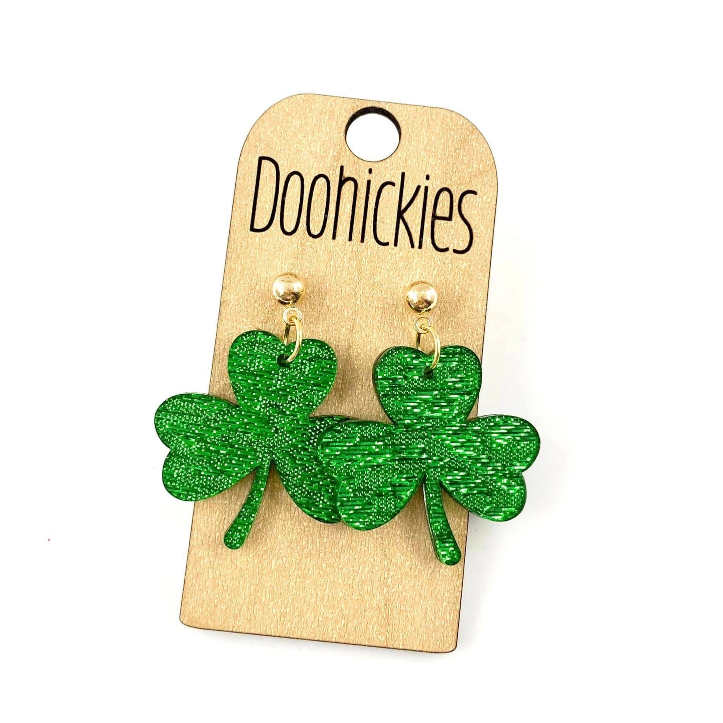 Doohickies - Lil' Shamies Collection - St. Patrick's Day Earrings: Lime Green Saffiano