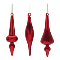 Red Ornament (3 Asst) 6”H Glass