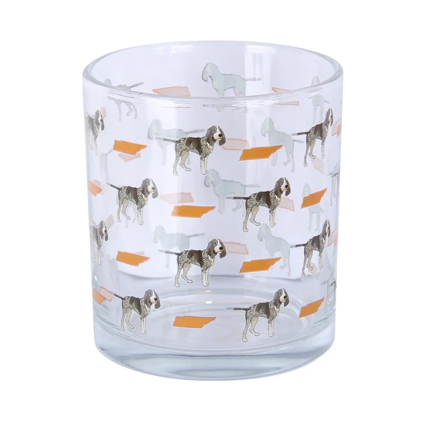 Bluetick Coonhound and Tennessee Repeat Pattern Rocks Glass