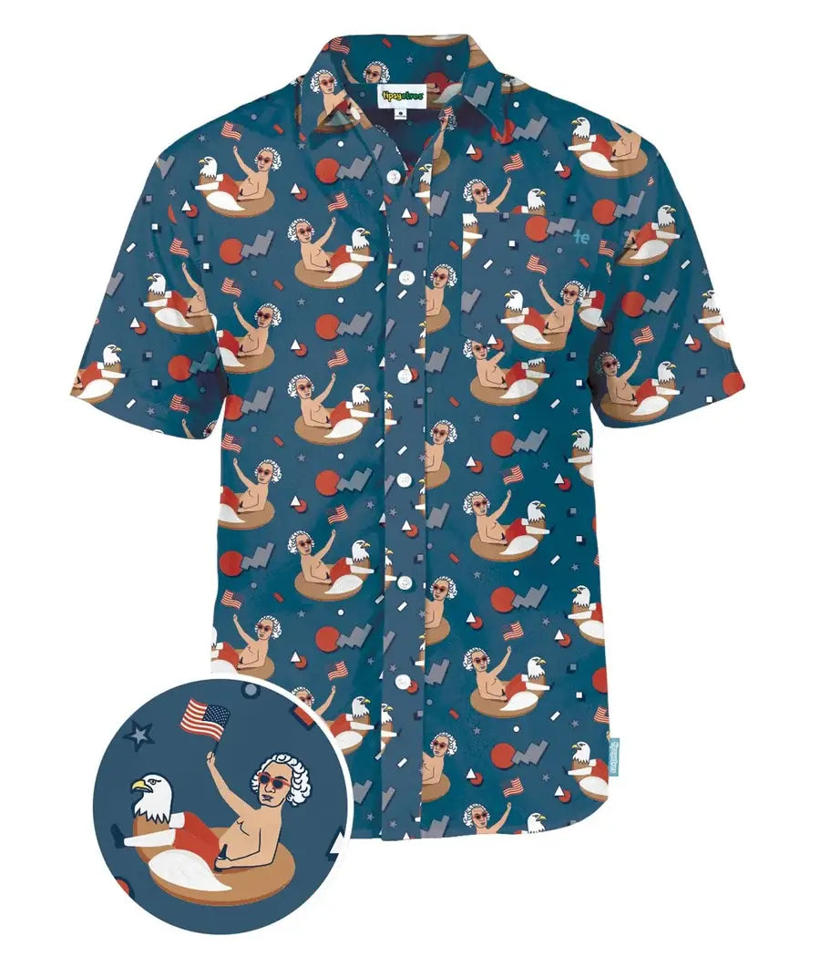 Tipsy Elves - Founding Floater Hawaiian Shirt - Men's Fun USA Button Down: XXL
