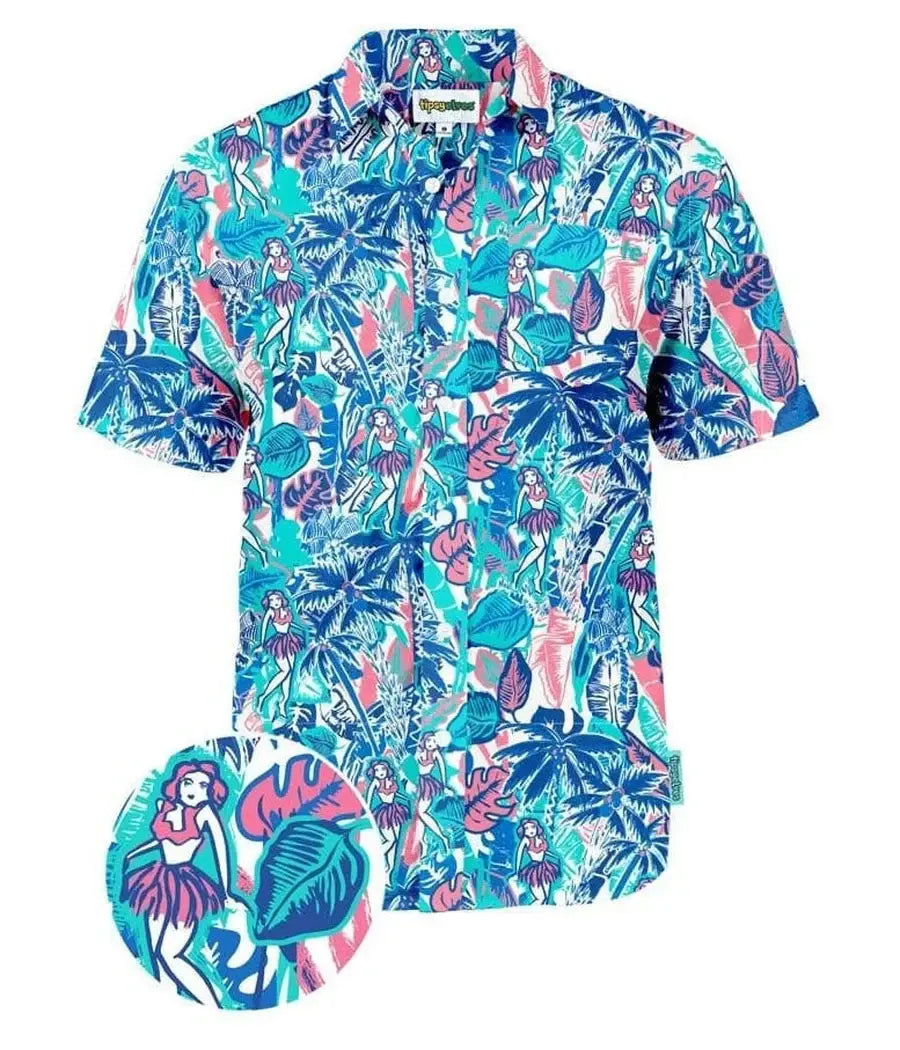 Tipsy Elves - Island Breeze Hawaiian Shirt - Men's Vacation Button Down: XXL