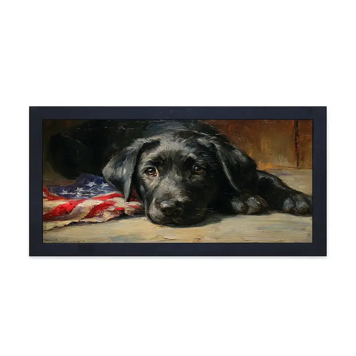 Dog Relaxing On the Fourth - Horizontal Frame