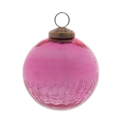 Pink Crackled Glass Ornament