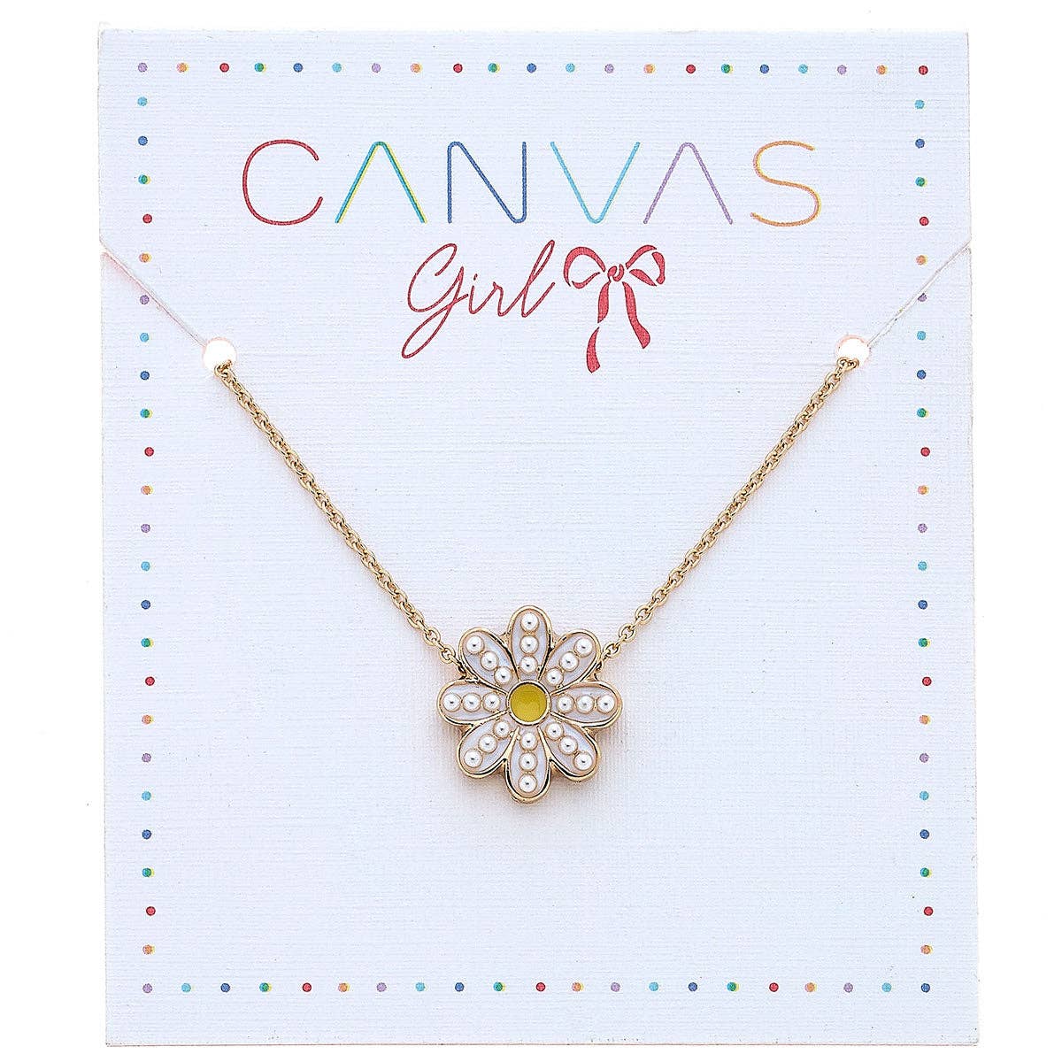 Canvas Style - Zoey Daisy Delicate Children's Necklace in White