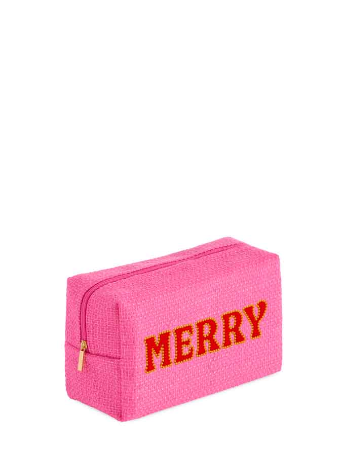 Mara large bow zip pouch -pink
