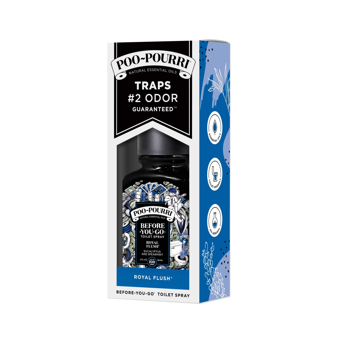 ~Pourri - Poo~Pourri Royal Flush, Toilet Spray 2oz: Eucalyptus + Spearmint