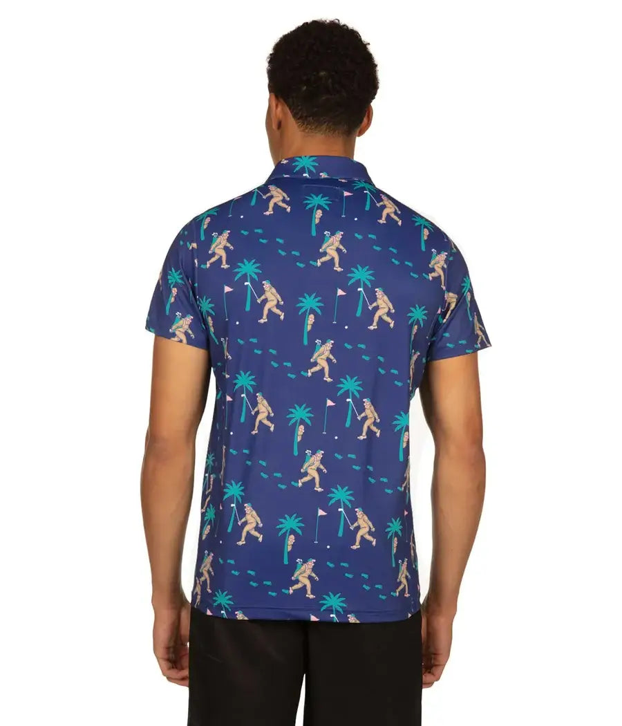 Tipsy Elves - Bigfoot Bogey Men's Golf Shirt - Blue Sasquatch Golf Polo
