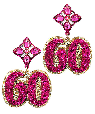 Glitter "60" Birthday Earrings