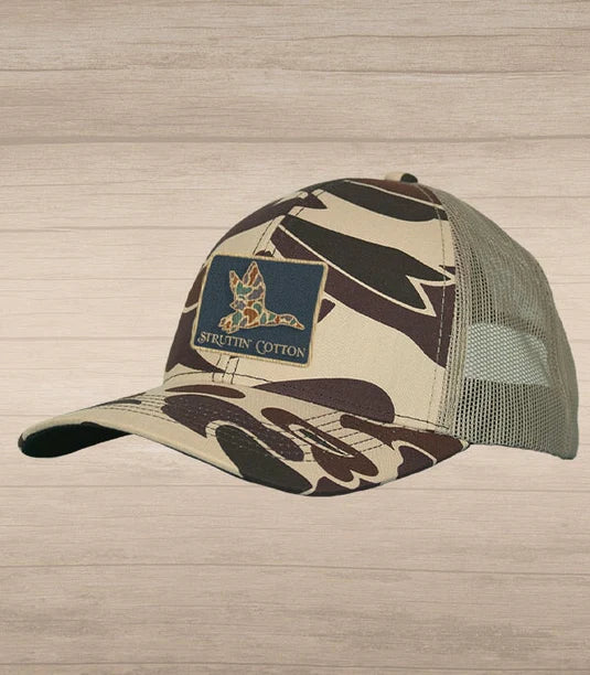 Old School Mallard Patch New School Camo Trucker Hat