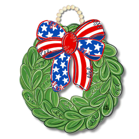 DK Patriotic Bow Wreath Door Hanger