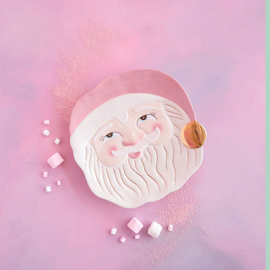 Papa Noel Pink Platter, Ceramic, 14"