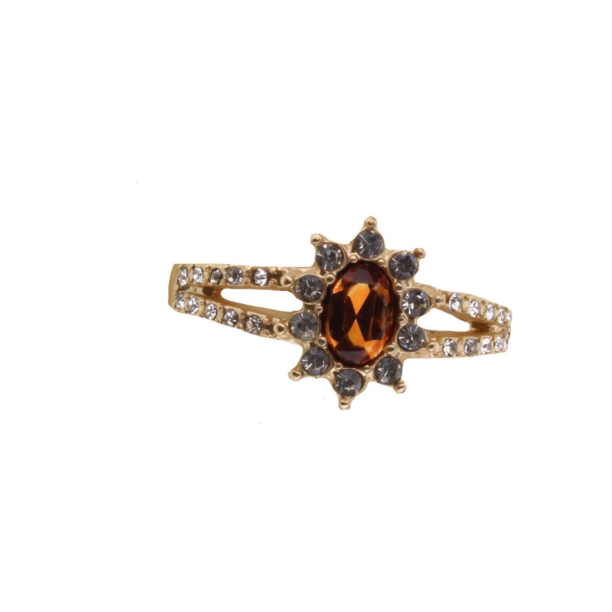 Gold Band OS Ring w/Crystal