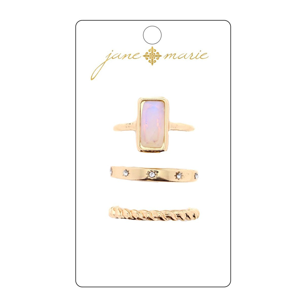 Set Of 3, Opal Rectangle Ring