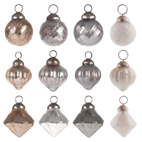 Mercury Glass Ornaments Winter White