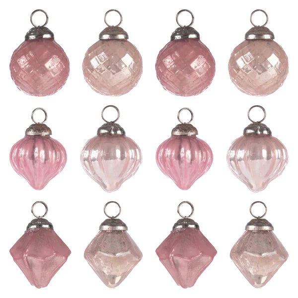 Mercury Glass Ornaments Winter Blush