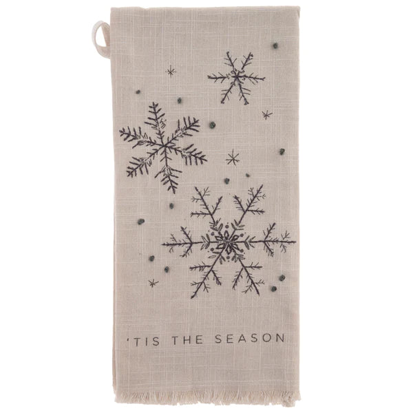Copy of Embroidered Cotton Tea Towel Tis The Season