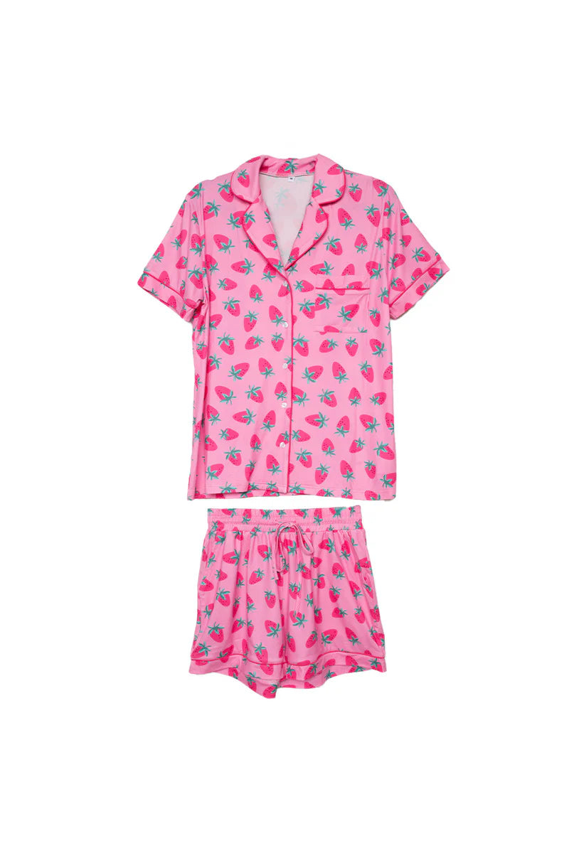 Pink Strawberry Print Pajama Women