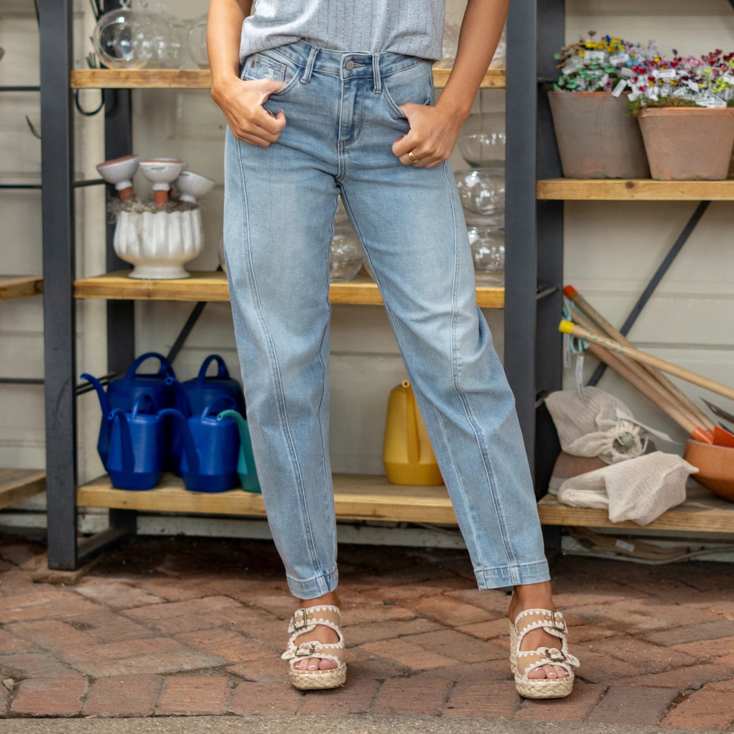Wildflower High Rise Side Panel Barrel Jeans