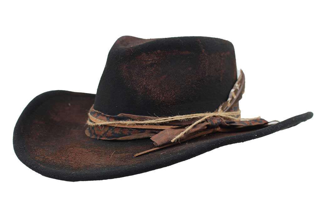 Vintage Cowgirl Distressed Fedora