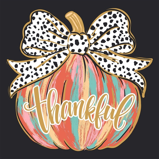 SC Soft Thankful Painted Pumpkin Front Print - Black