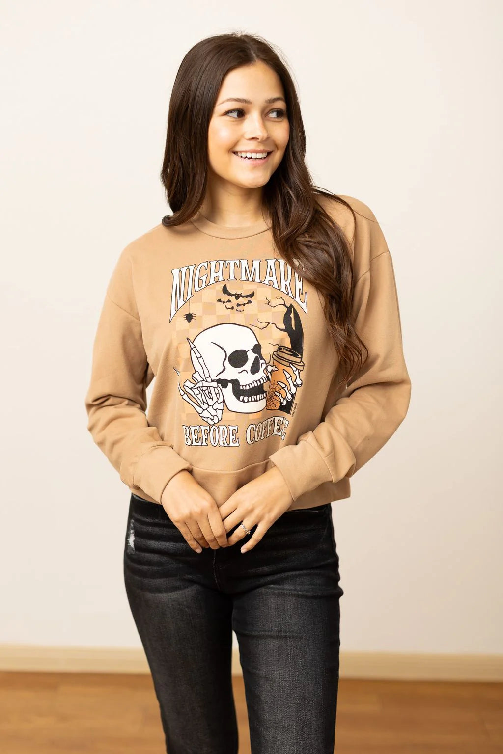 Nightmare Before Coffee Tan Sweatshirt