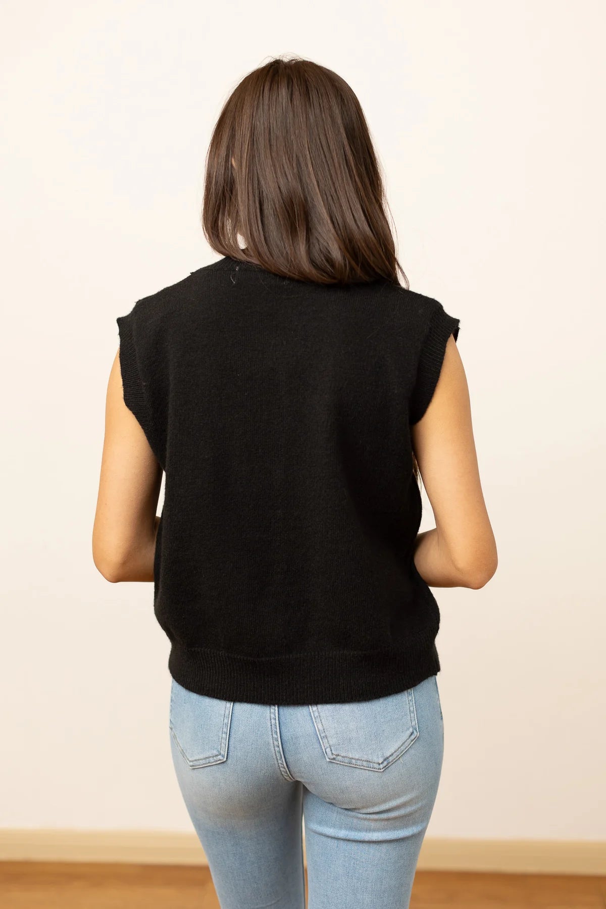 Black Bow Sequin Sweater Vest