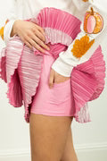 Pink Shimmer Ruffle Skirt W Shorts