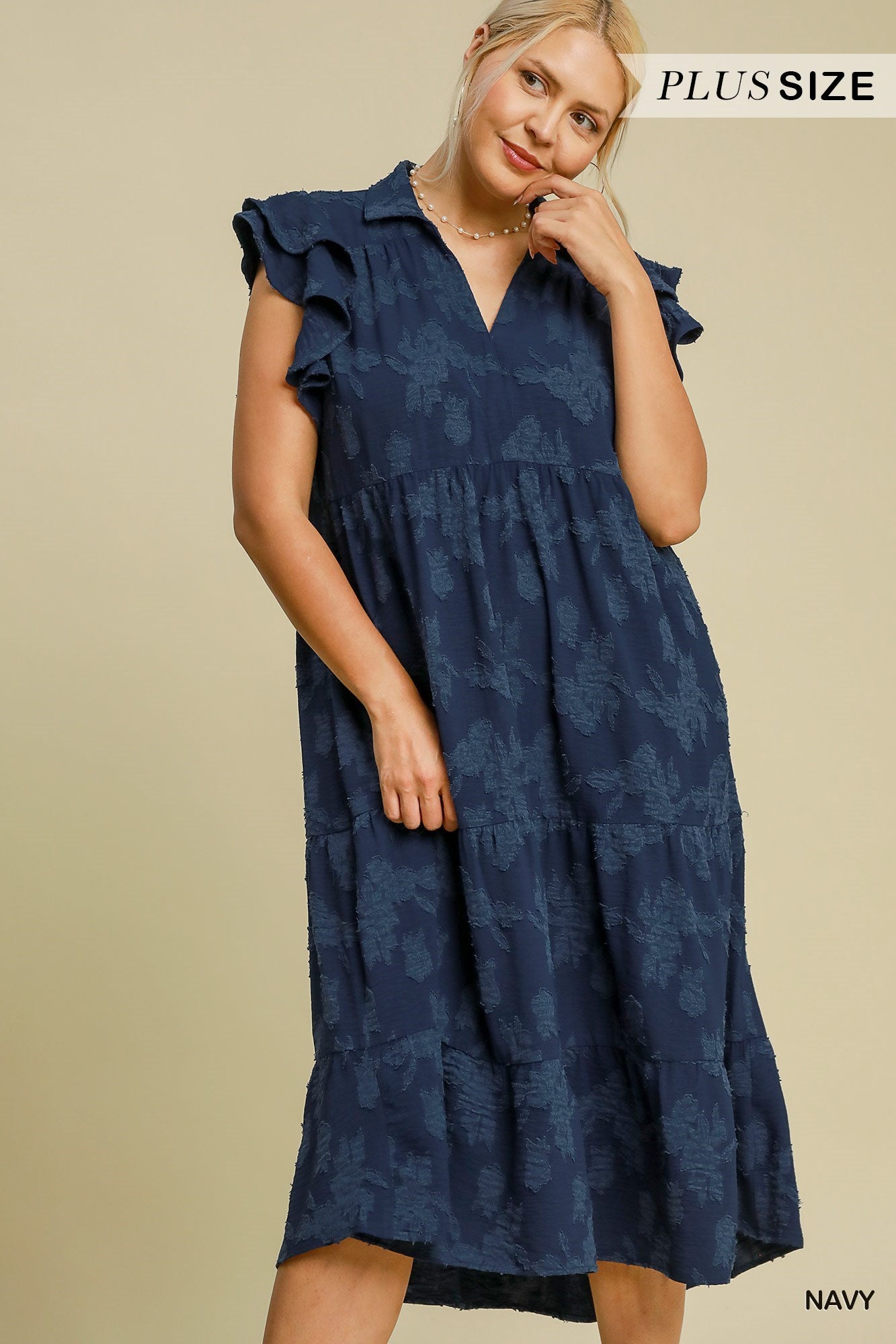 Tiered Floral Burnout Midi Dress