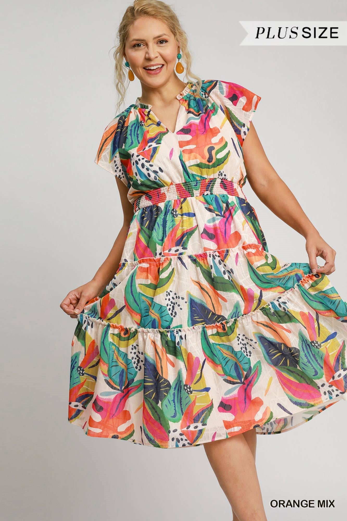Tiered Abstract Print Maxi Dress